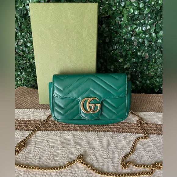 Gucci Handbags - Gucci Green Super Mini Marmont Crossbody Full Set Authentic FINAL PRICE
